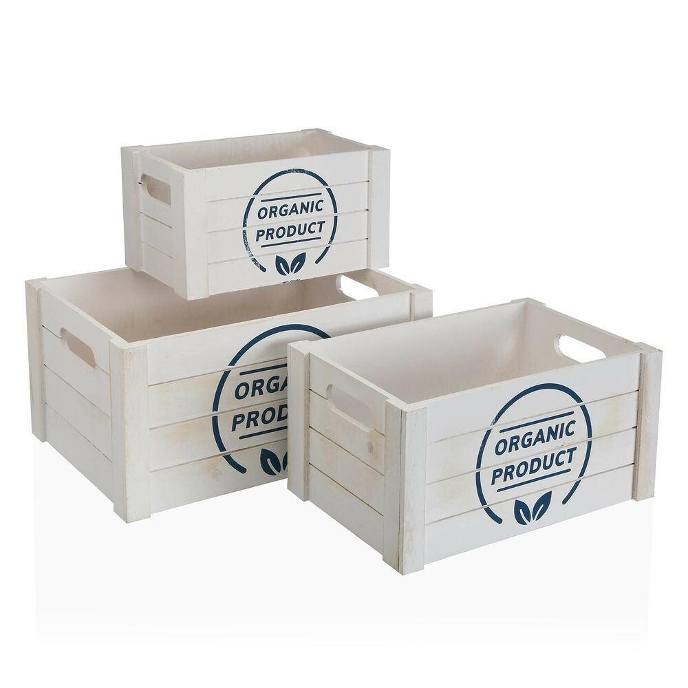 Versa Organic Wood Decorative Boxes (25 x 17 x 35 cm) (3 pcs)