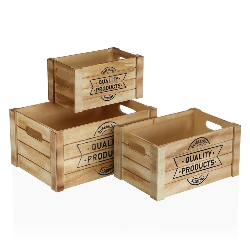 Set of decorative boxes Versa Quality Wood (25 x 17 x 35 cm) (3 pcs)
