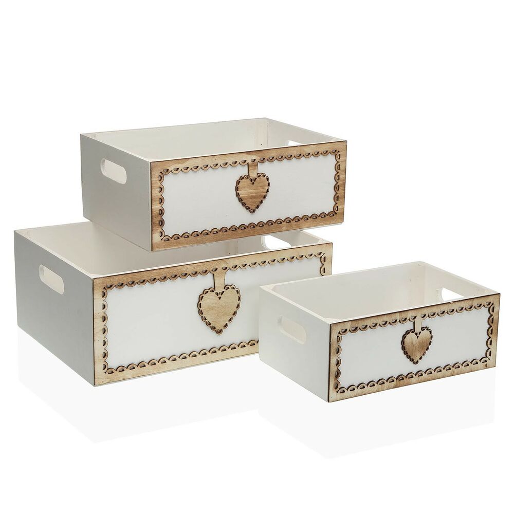 Set of decorative boxes Versa Wood (28 x 15 x 38 cm) (3 pcs)