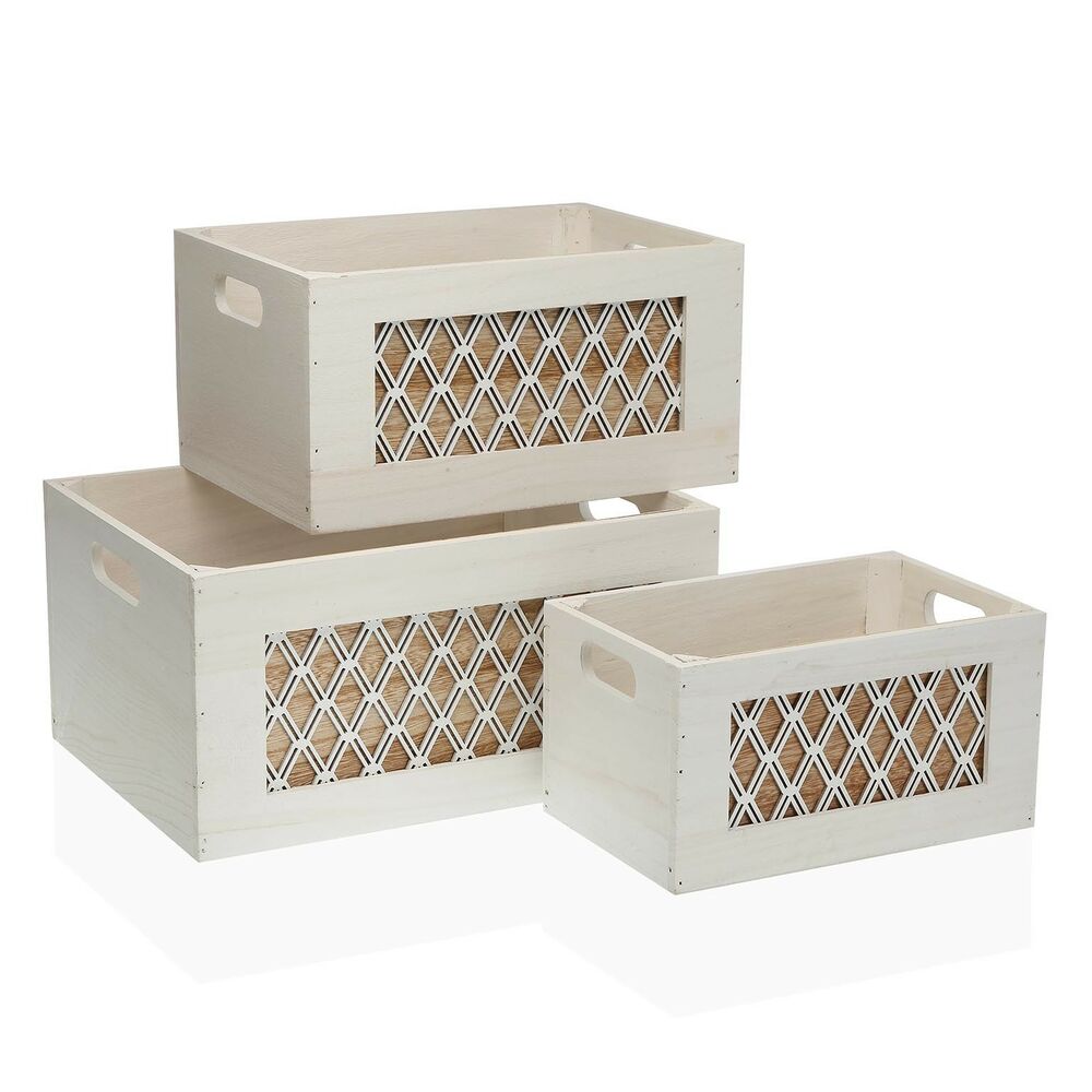 Set of decorative boxes Versa Wood (26 x 18 x 386 cm) (3 pcs)