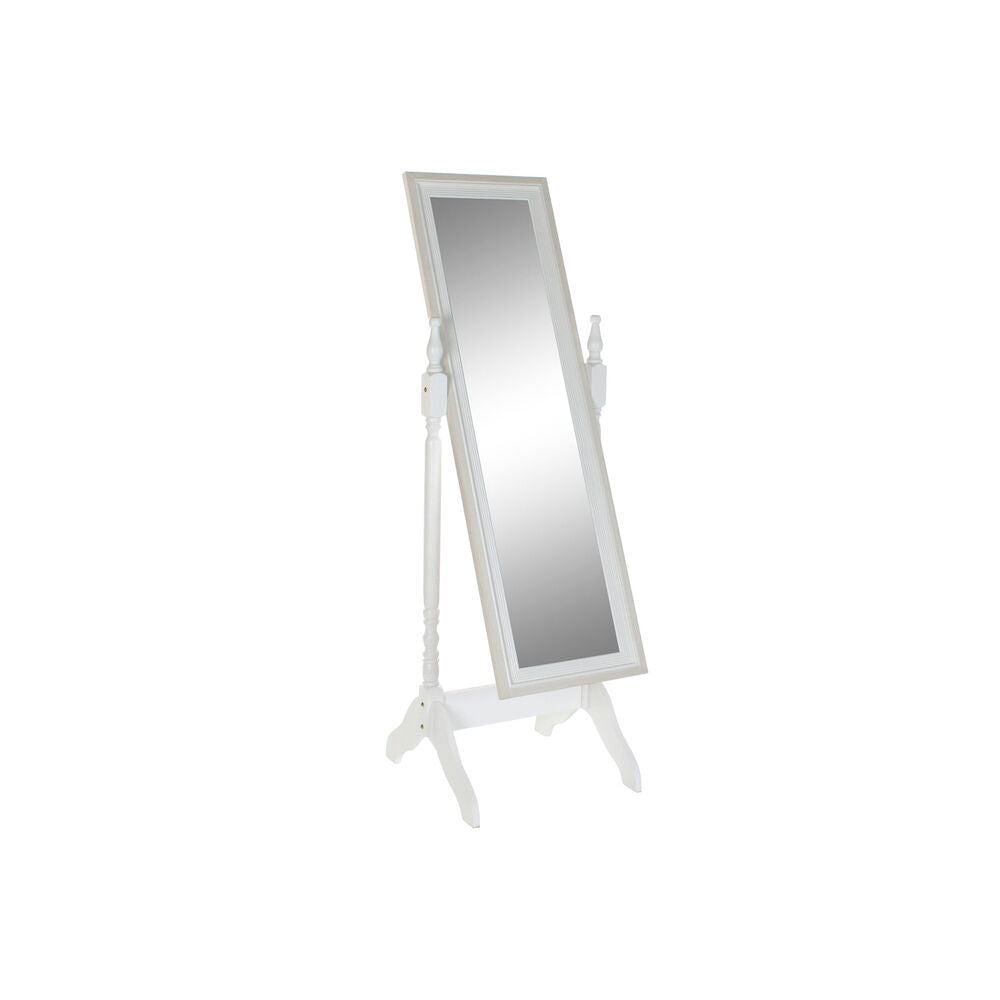 Miroir sur pied DKD Home Decor Blanc Miroir Romantique MDF (49,5 x 50,5 x 156 cm)
