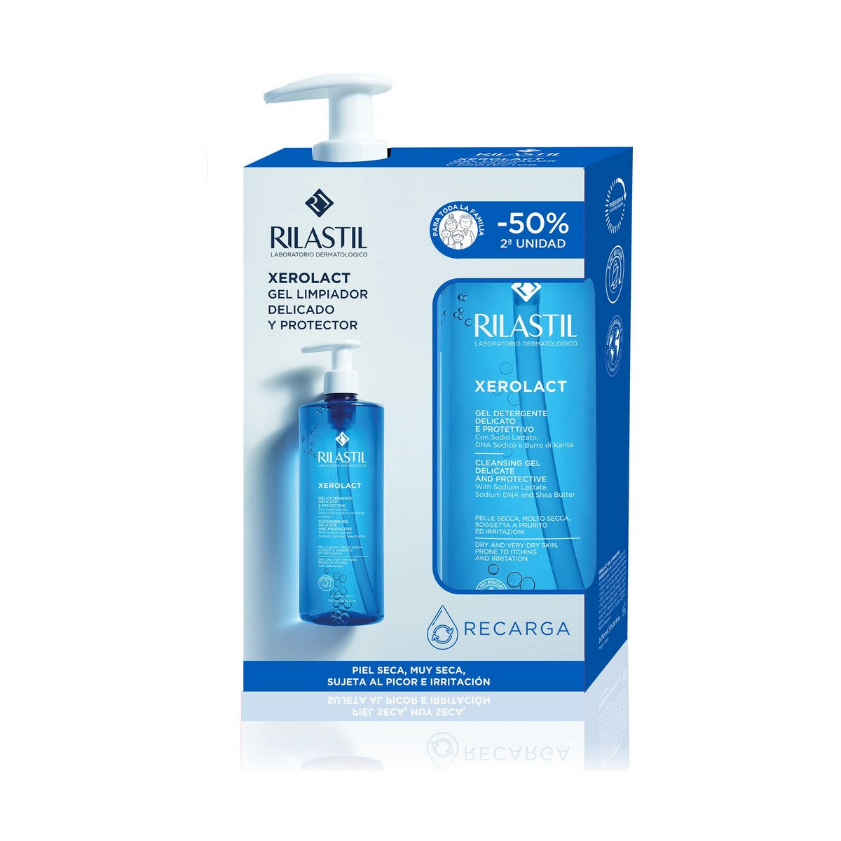 Gezichtsreinigingsgel Rilastil Xerolact Protector (750 ml)