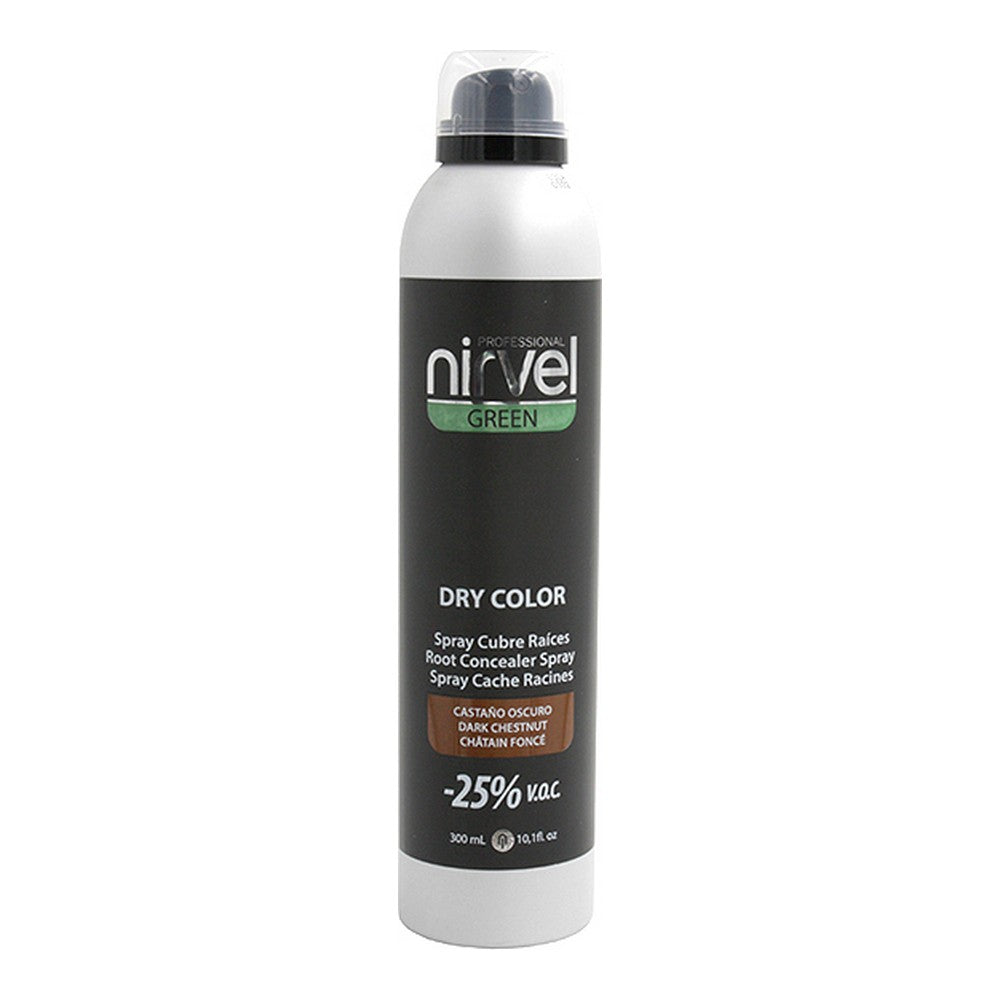 Cover Up Spray voor Grijs Haar Groen Droog Kleur Nirvel Donkerbruin (300 ml)
