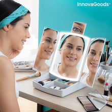 Cargar imagen en el visor de la galería, 3-in-1 opvouwbare led-spiegel met make-up organizer Panomir InnovaGoods
