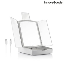Load image into Gallery viewer, 3-In-1 Folding LED Mirror with Make-up Organiser Panomir InnovaGoods
