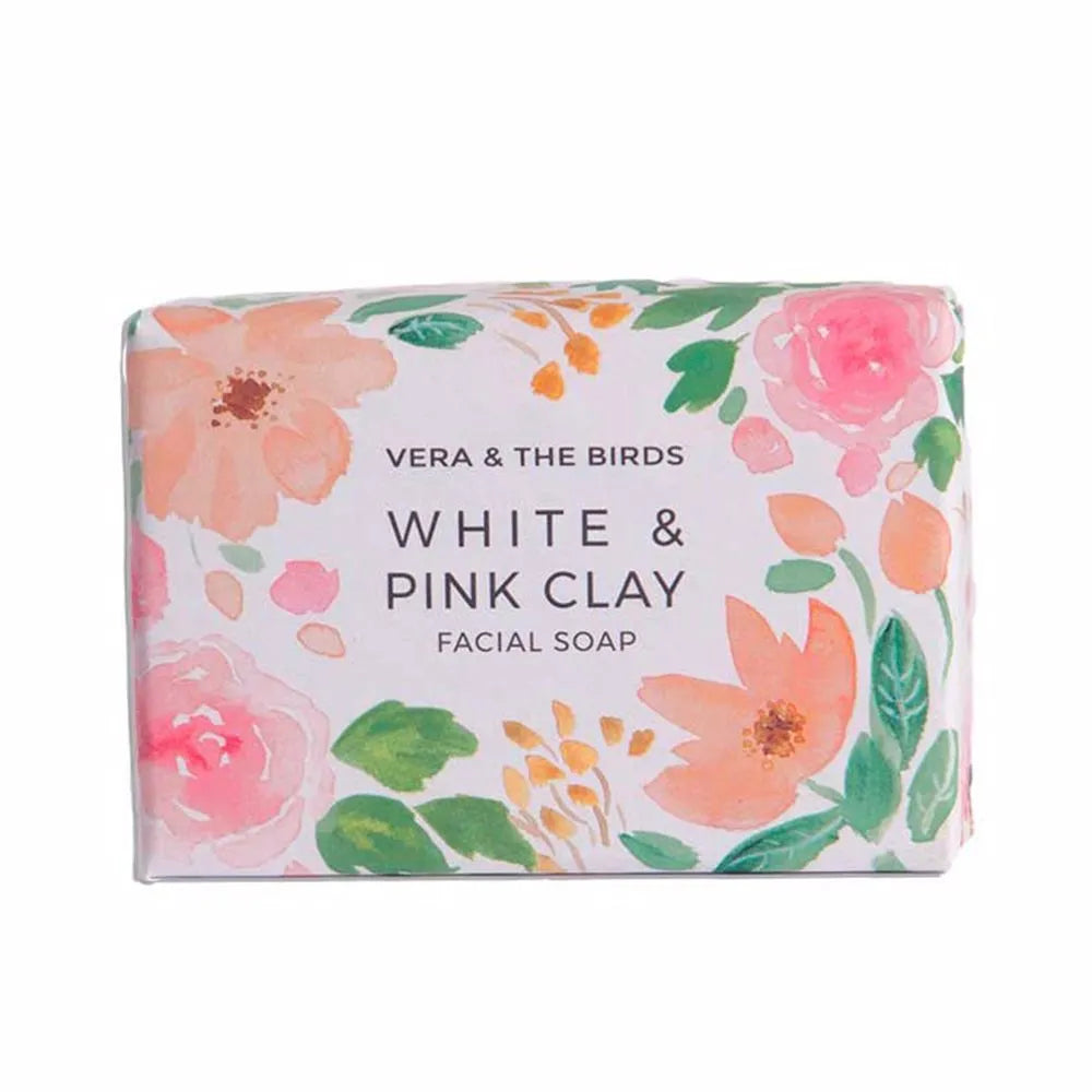 Pain de Savon Naturel Argile Blanche & Rose Vera & Les Oiseaux (100 g)