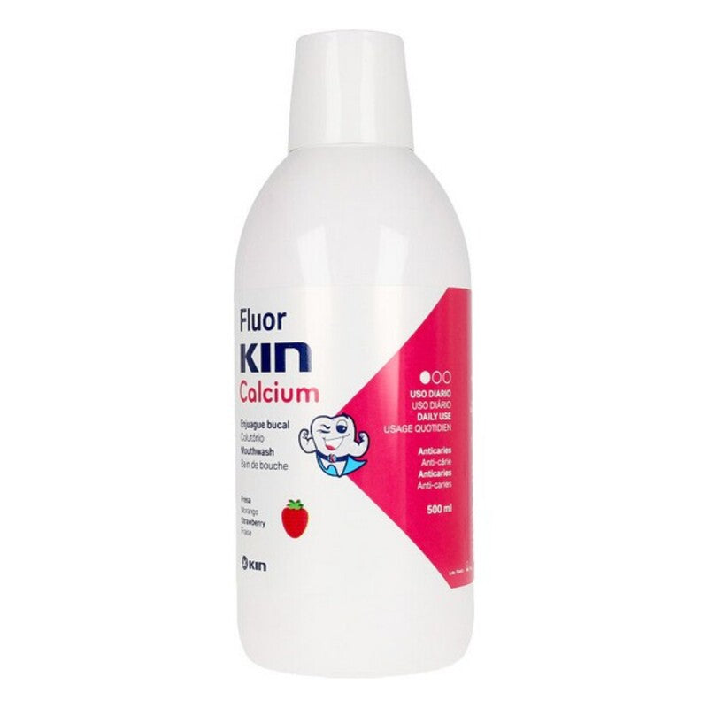 Mondwater Fluor Calcium Kin Kinderaardbei (500 ml)