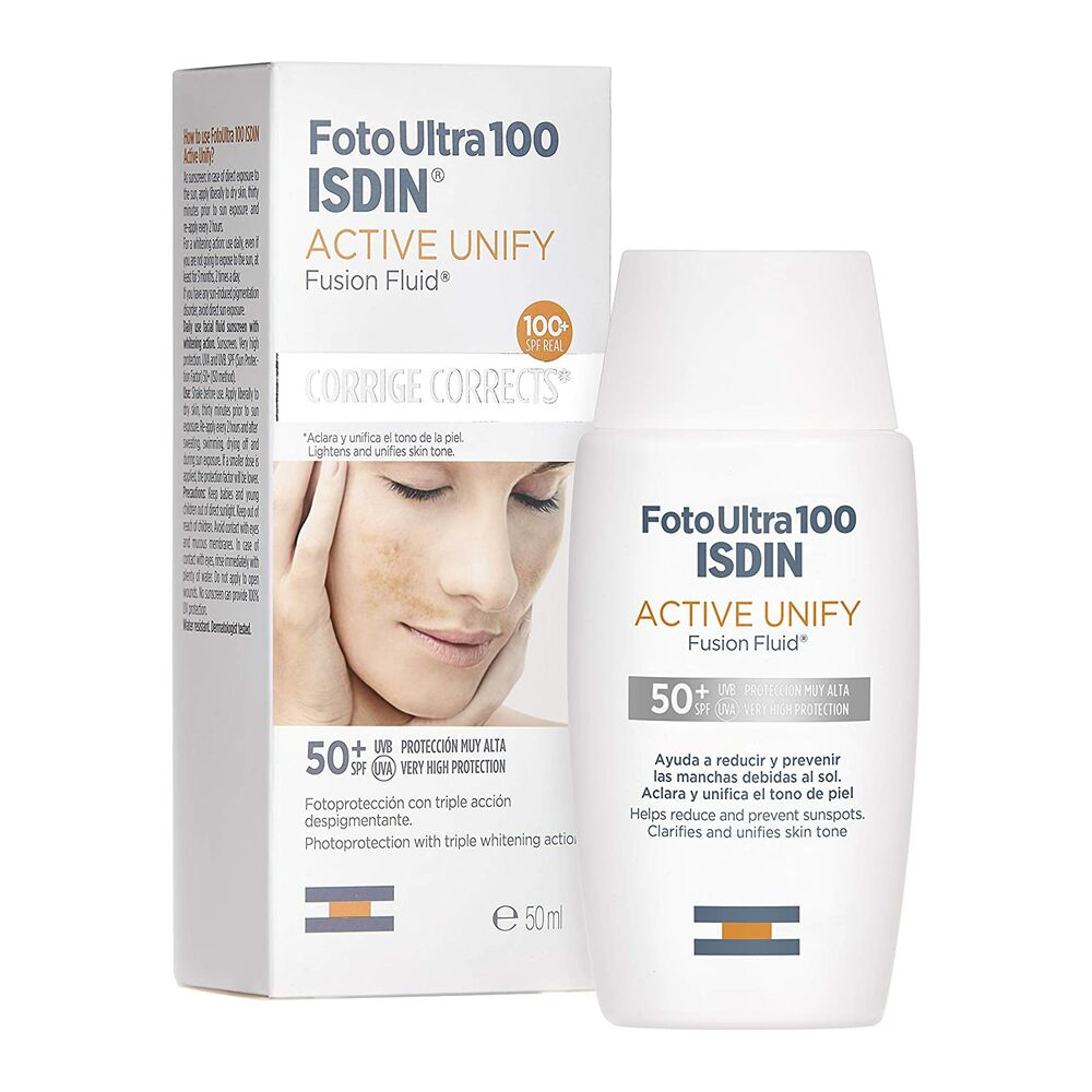 Gezichtszonnecrème Isdin Foto Ultra 100 Active Unify Anti-Brown Spot Treatment Spf 50+ (50 ml)