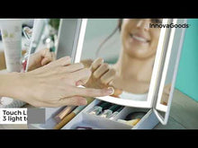 Video laden en afspelen in Gallery-weergave, 3-in-1 opvouwbare led-spiegel met make-up organizer Panomir InnovaGoods
