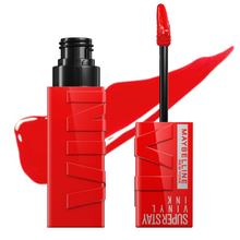 Cargar imagen en el visor de la galería, Barra de labios con brillo Maybelline Superstay Vinyl Link 25 Red Hot
